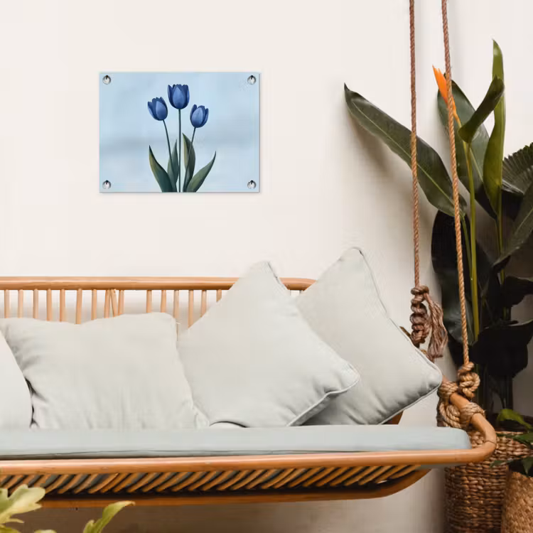 Tuinposter - Tulpen - Blauw - Bladeren — 5