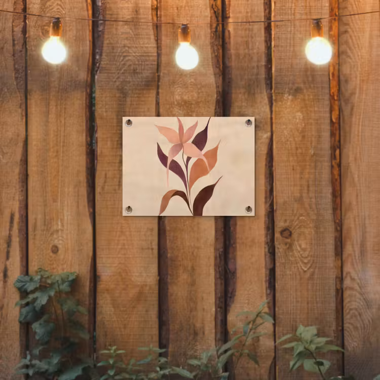 Tuinposter - Minimalistisch - Bloem - Bladeren - Beige — 2
