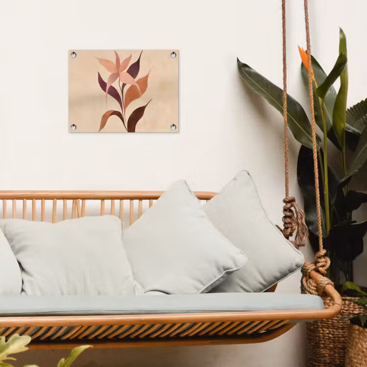 Tuinposter - Minimalistisch - Bloem - Bladeren - Beige — 5