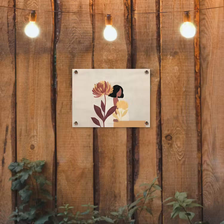 Tuinposter - Vrouw - Minimalistisch - Bloem — 2
