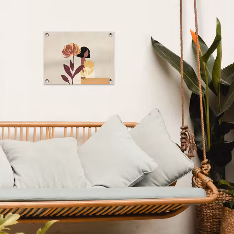 Tuinposter - Vrouw - Minimalistisch - Bloem — 5