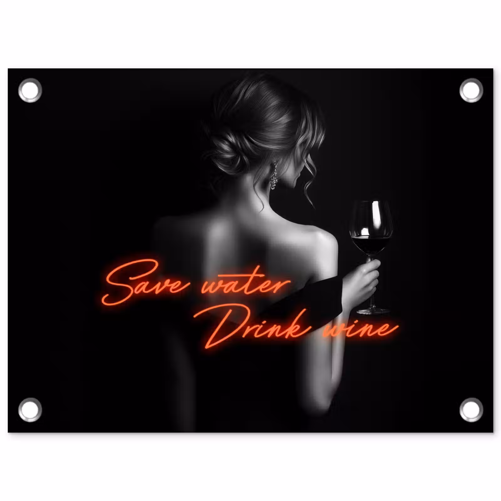 Tuinposter - Wijn - Vrouw - Neon - Quote — 1