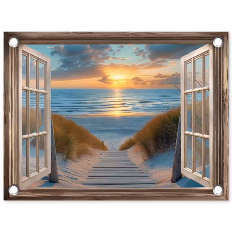 Tuinposter - Doorkijk - Strand - Pad - Zonsondergang — 1