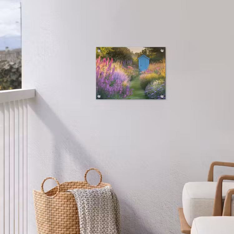 Tuinposter - Tuinhuisje - Blauw - Bloemen — 3