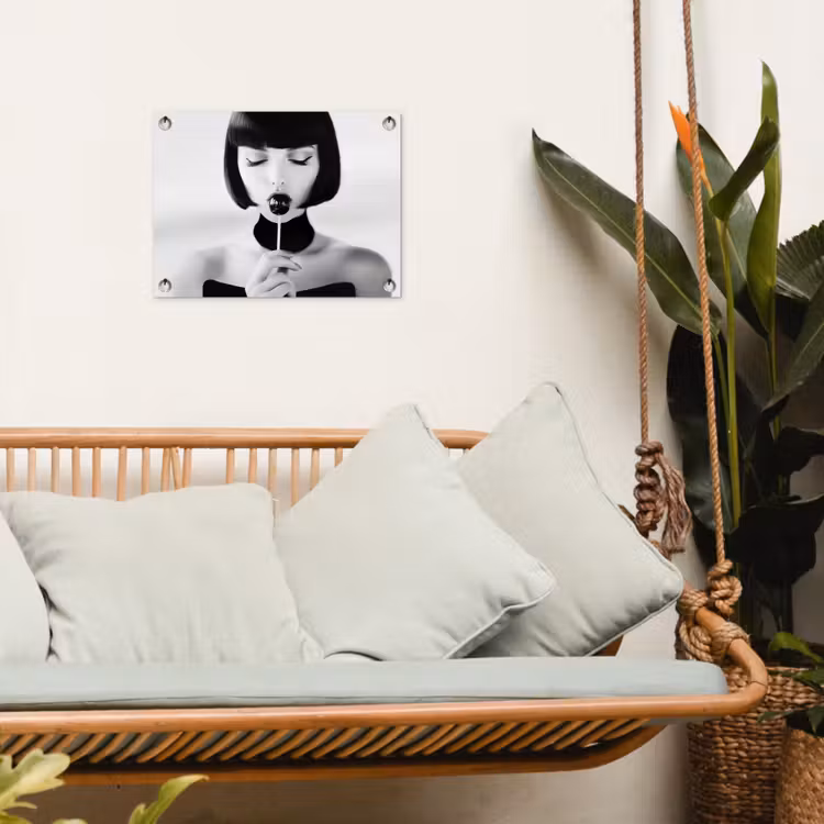 Tuinposter - Vrouw - Lolly - Zwart - Wit — 5