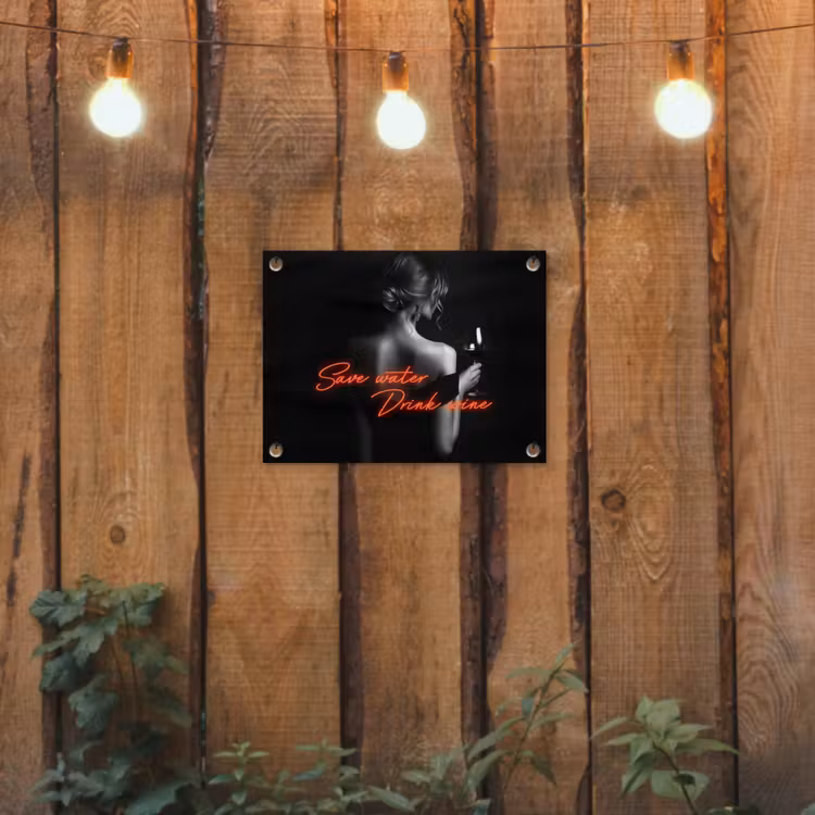 Tuinposter - Wijn - Vrouw - Neon - Quote — 2