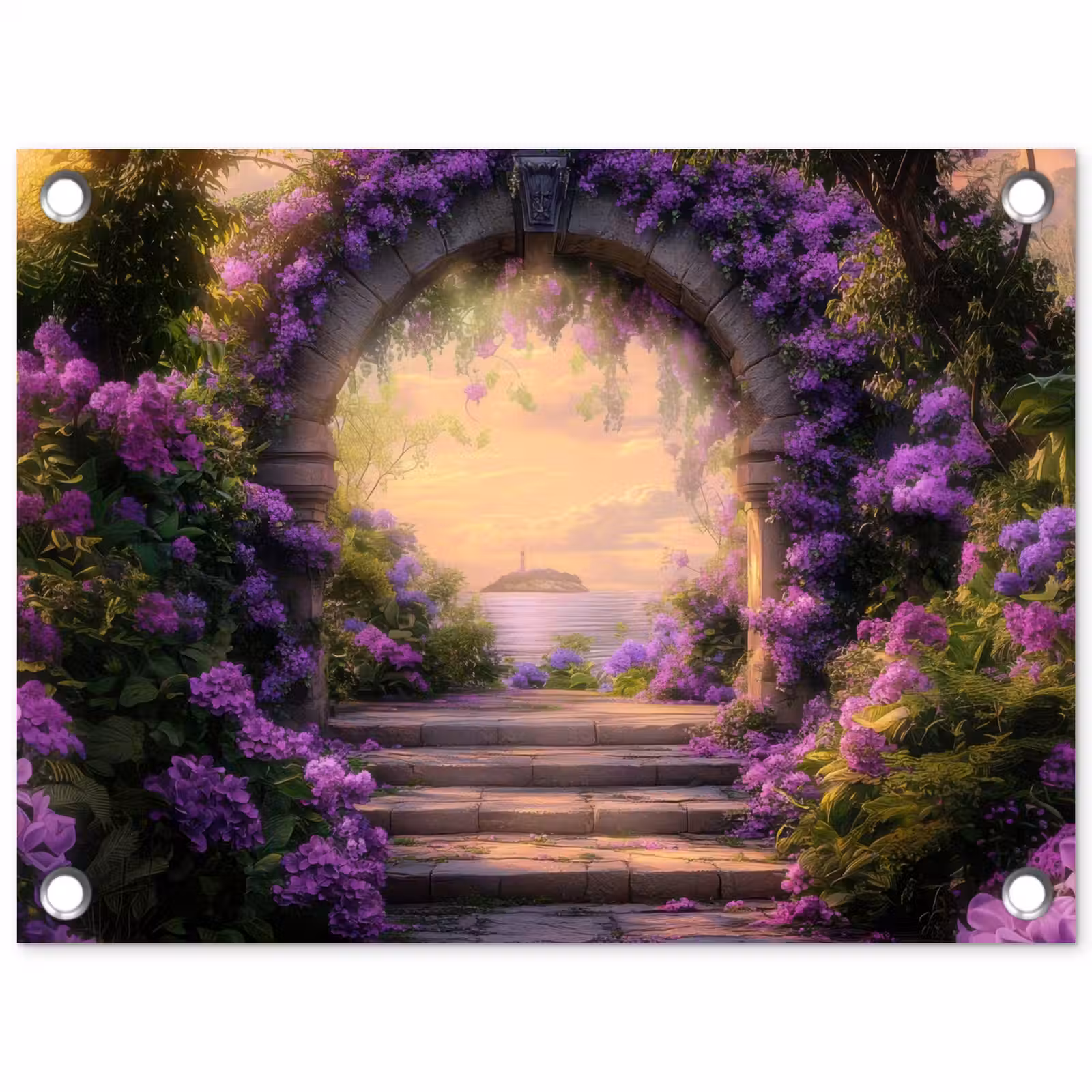 Tuinposter - Poort - Paars - Bloemen — 1