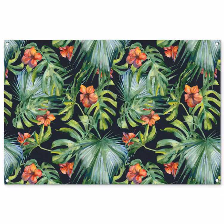 Tuinposter - Bladeren - Bloemen - Jungle - Tropisch — 1