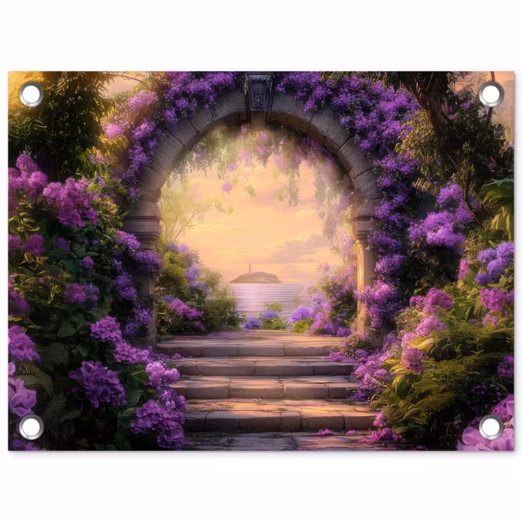 Tuinposter - Poort - Paars - Bloemen — 1