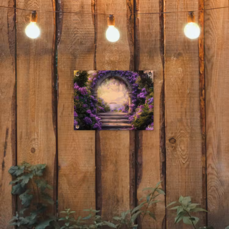 Tuinposter - Poort - Paars - Bloemen — 2