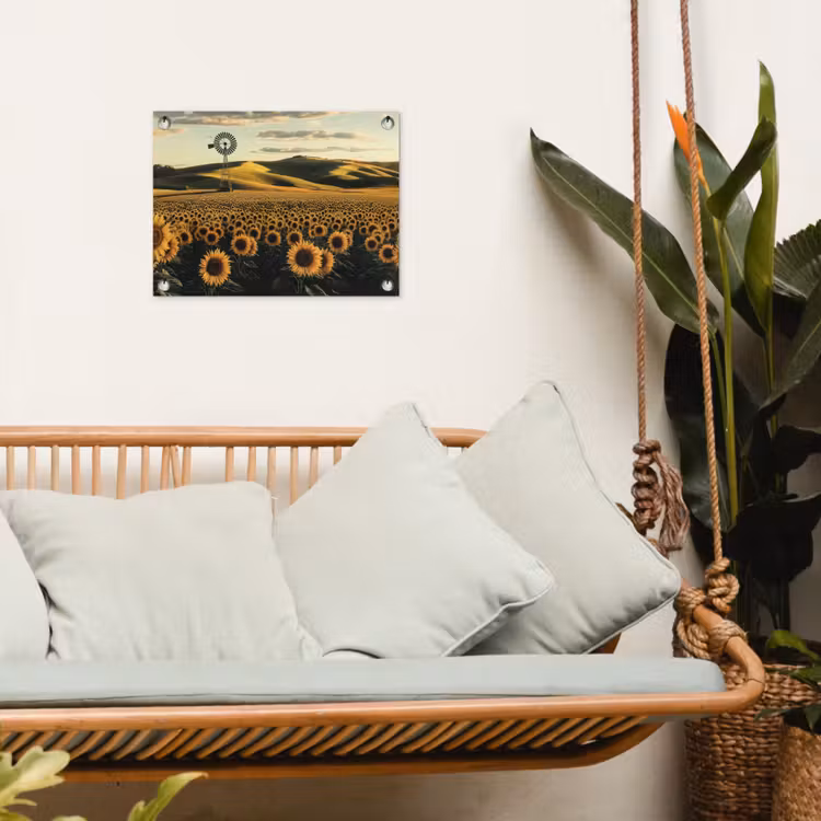 Tuinposter - Zonnebloem - Veld - Windmolen — 5