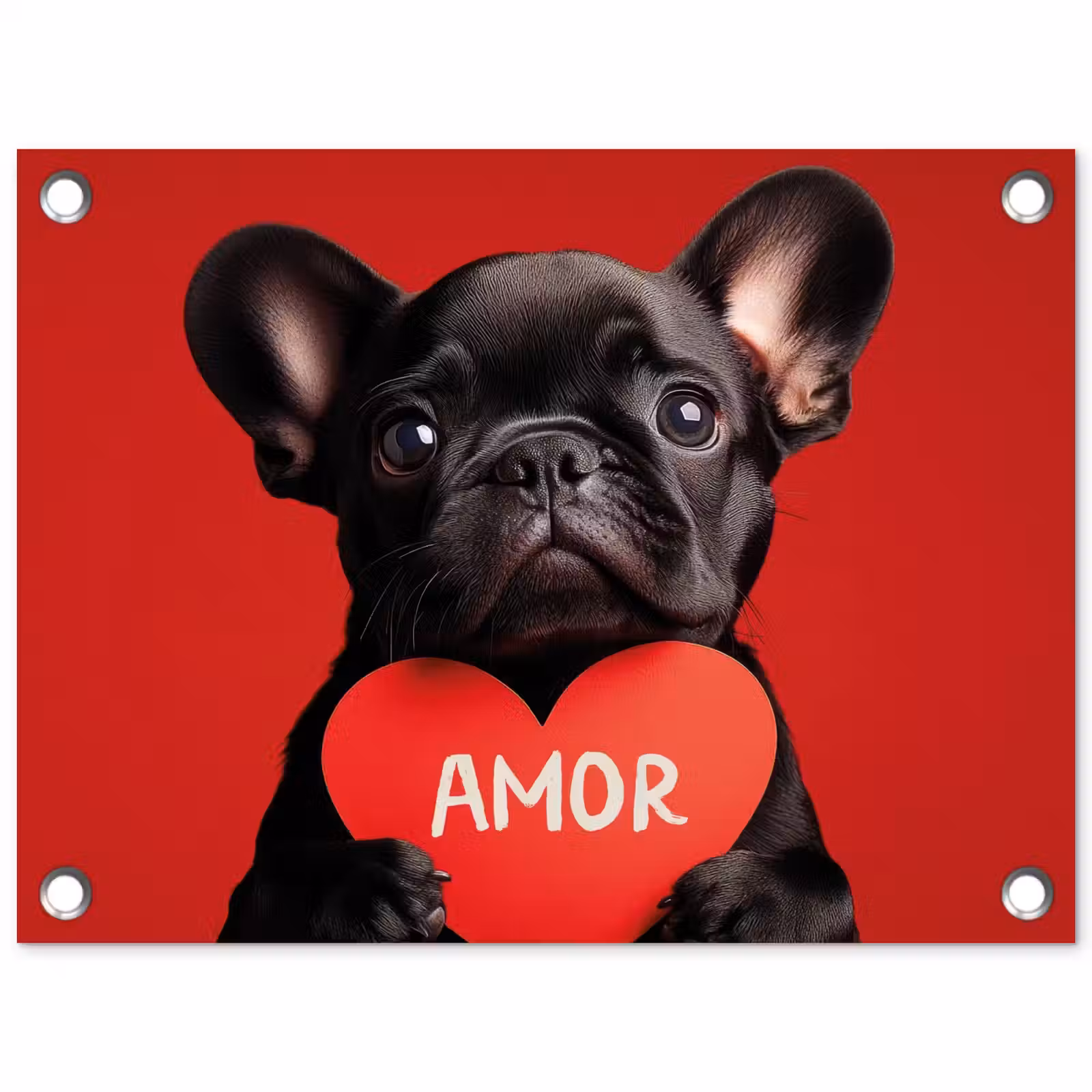 Tuinposter - Amor - Hond - Hartje - Rood — 1