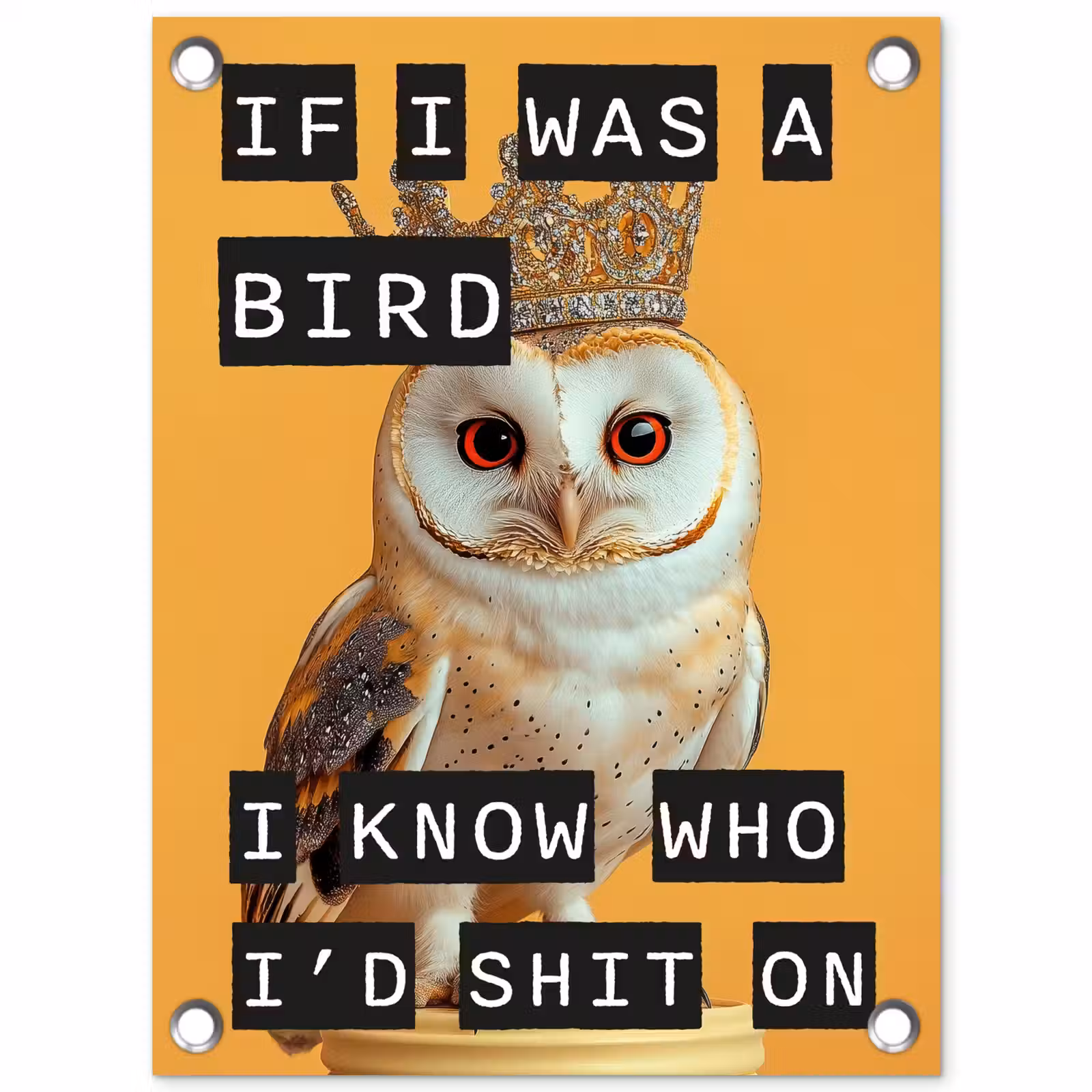 Tuinposter - Geel - Uil - Vogel - Decoratie — 1