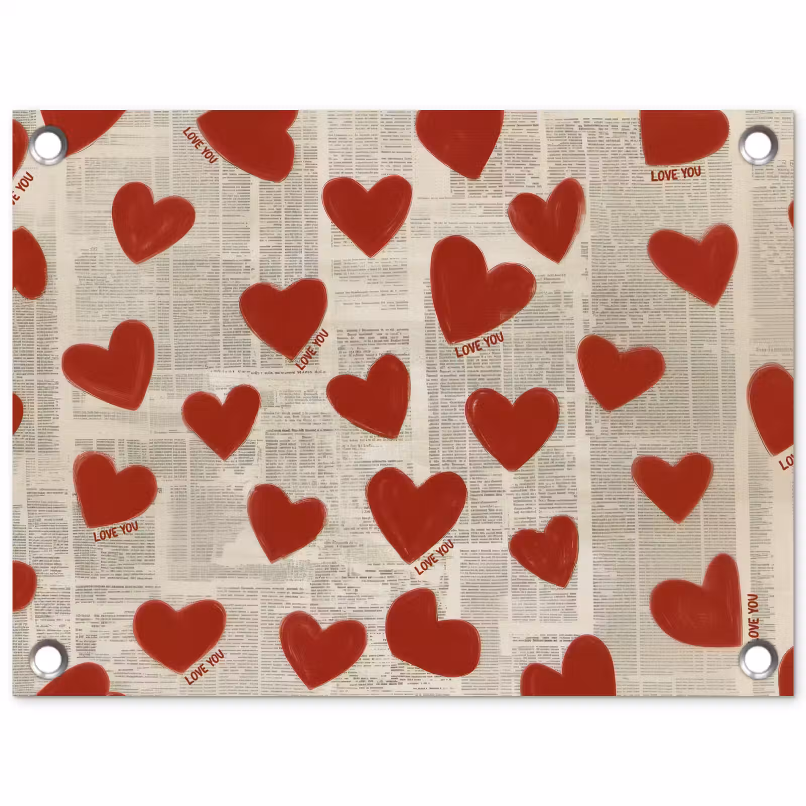 Tuinposter - Hartjes - Krant - Loveyou — 1