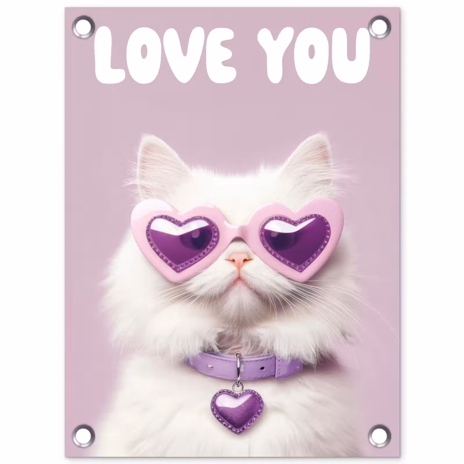 Tuinposter - Kat - Love - Paars - Valentijn — 1