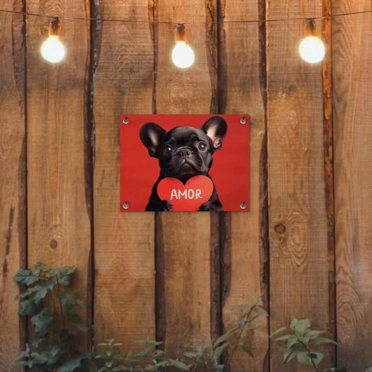 Tuinposter - Amor - Hond - Hartje - Rood — 2