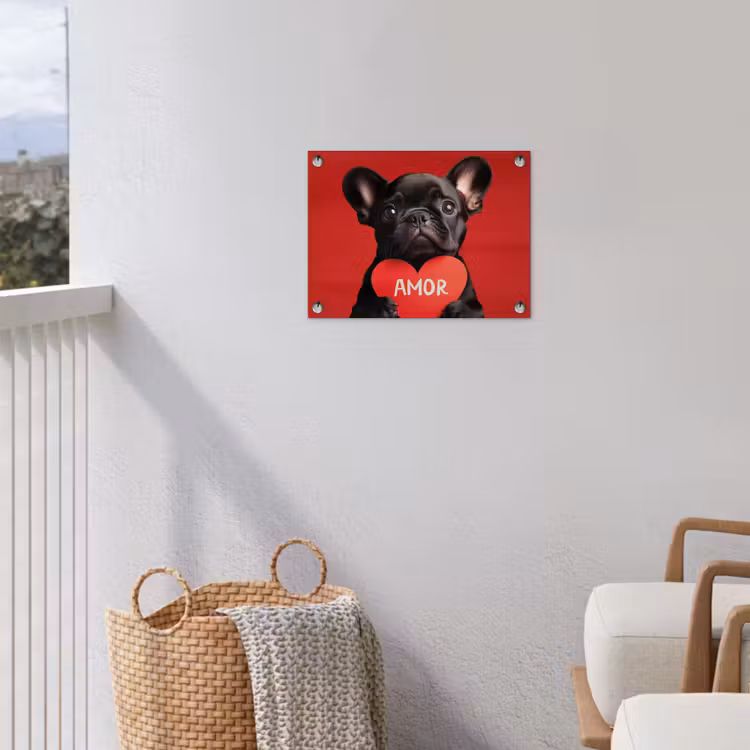 Tuinposter - Amor - Hond - Hartje - Rood — 3
