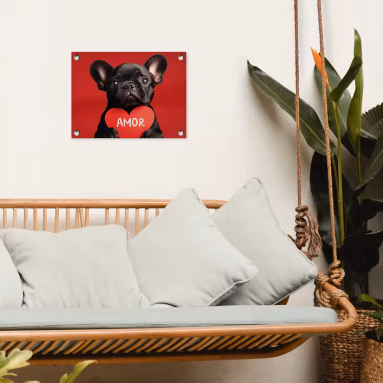 Tuinposter - Amor - Hond - Hartje - Rood — 5