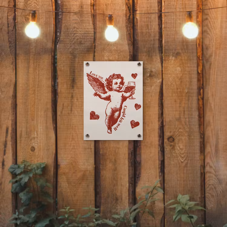 Tuinposter - Cupido - Hartjes - Rood - Klassiek — 2