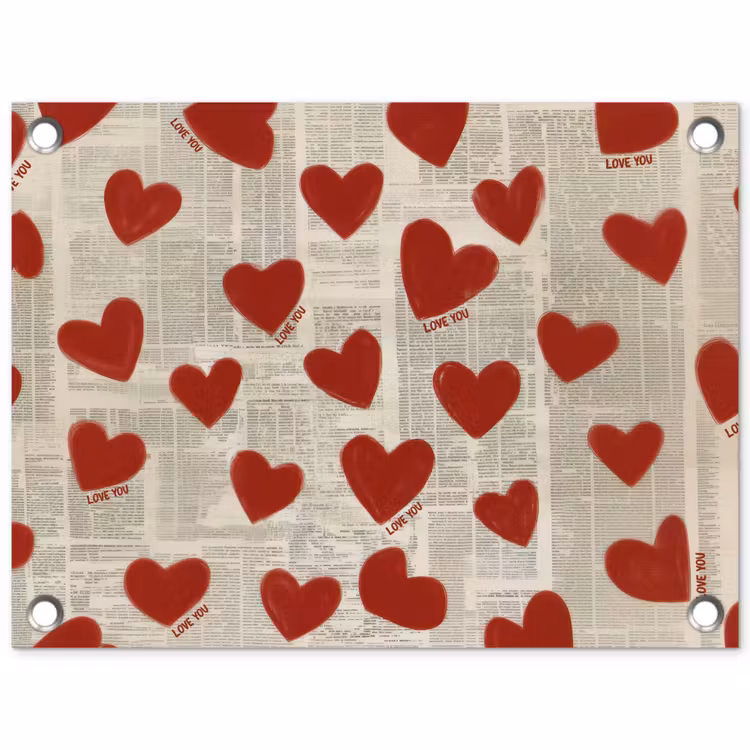 Tuinposter - Hartjes - Krant - Loveyou — 1