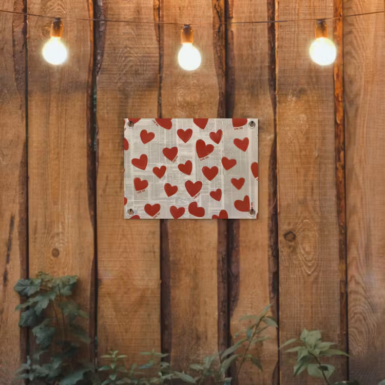 Tuinposter - Hartjes - Krant - Loveyou — 2
