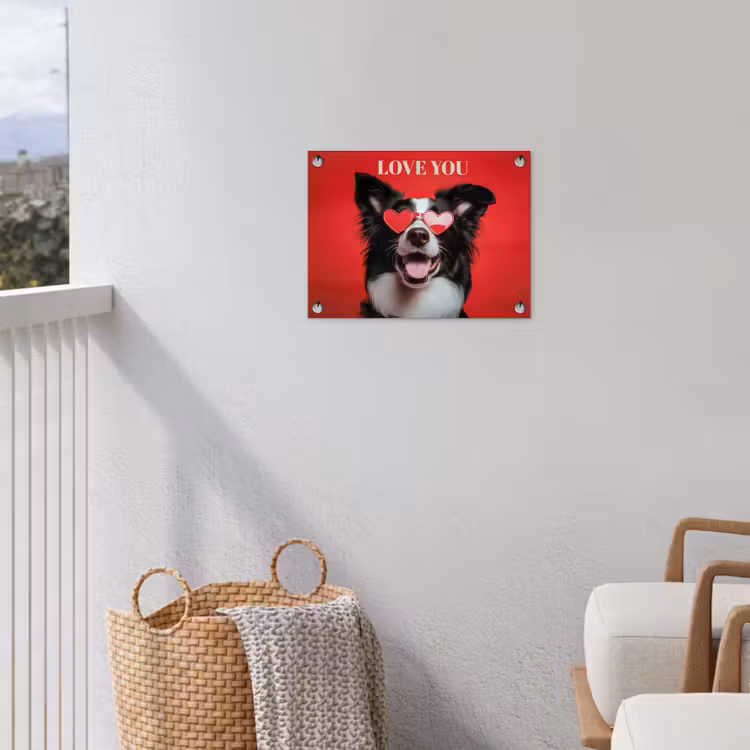 Tuinposter - Hond - Hartjesbril - Loveyou - Rood — 3
