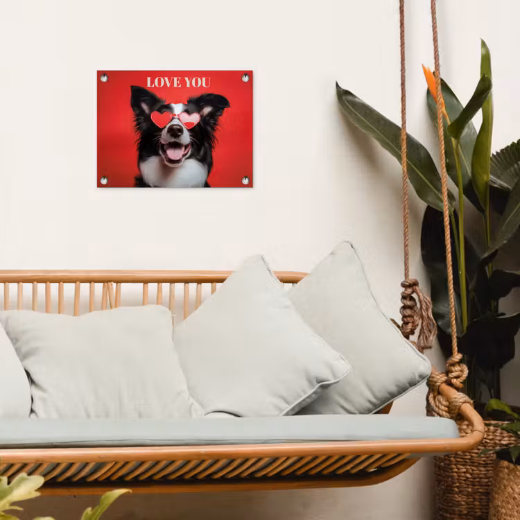 Tuinposter - Hond - Hartjesbril - Loveyou - Rood — 5