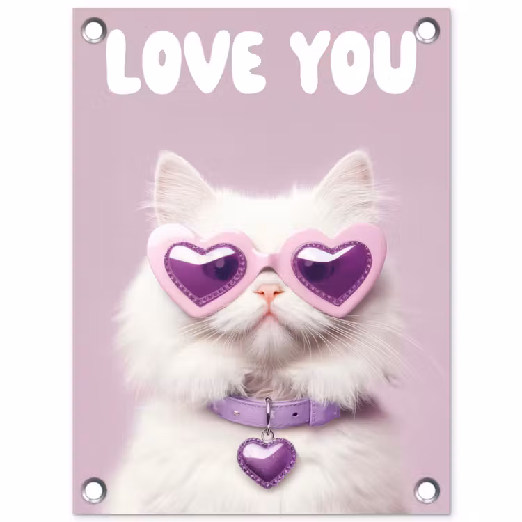 Tuinposter - Kat - Love - Paars - Valentijn — 1