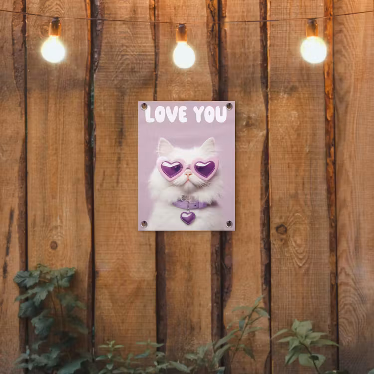 Tuinposter - Kat - Love - Paars - Valentijn — 2