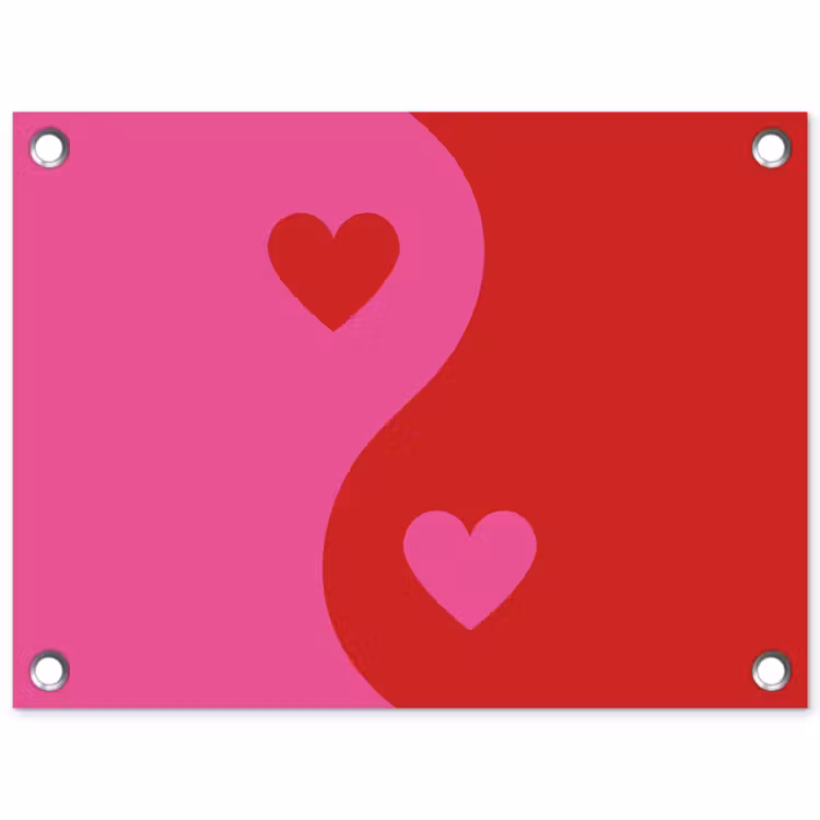 Tuinposter - Minimalistisch - Rood - Roze - Hartjes — 1
