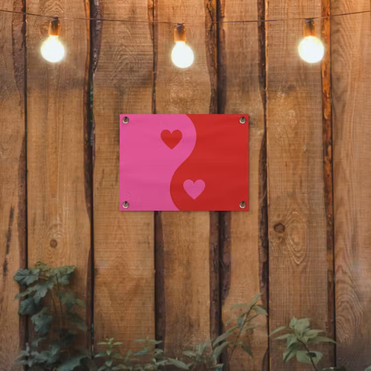 Tuinposter - Minimalistisch - Rood - Roze - Hartjes — 2
