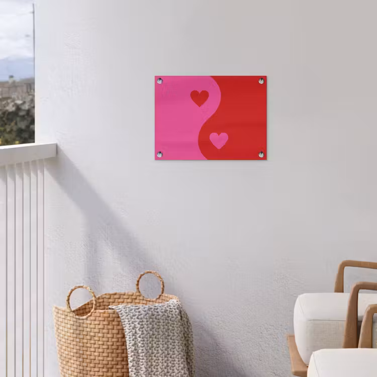 Tuinposter - Minimalistisch - Rood - Roze - Hartjes — 3