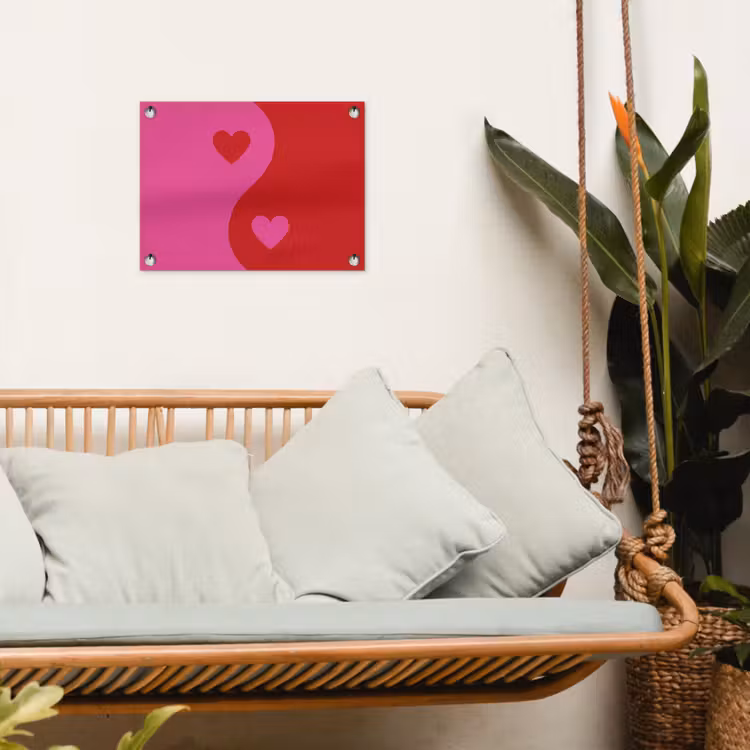 Tuinposter - Minimalistisch - Rood - Roze - Hartjes — 5
