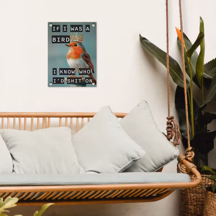 Tuinposter - Roodborstje - Vogel - Blauw - Decoratie — 5