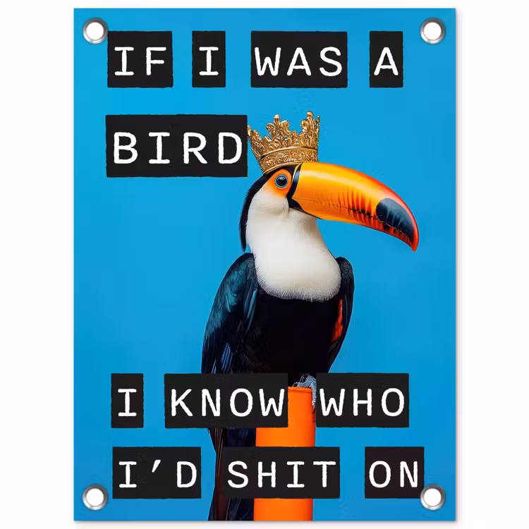 Tuinposter - Vogel - Toekan - Blauw - Quotes — 1
