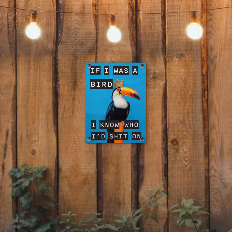 Tuinposter - Vogel - Toekan - Blauw - Quotes — 2