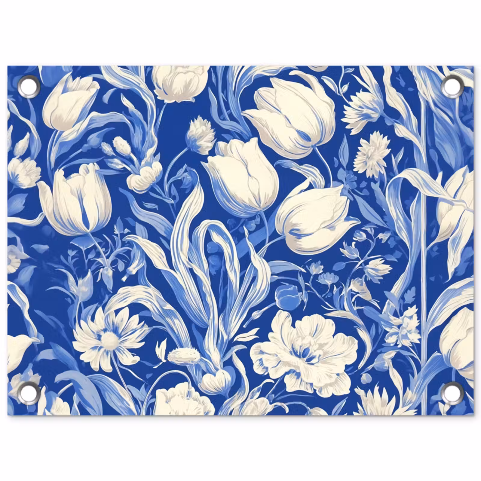 Tuinposter - Bloemen - Delfts Blauw - Patroon - Tulp — 1