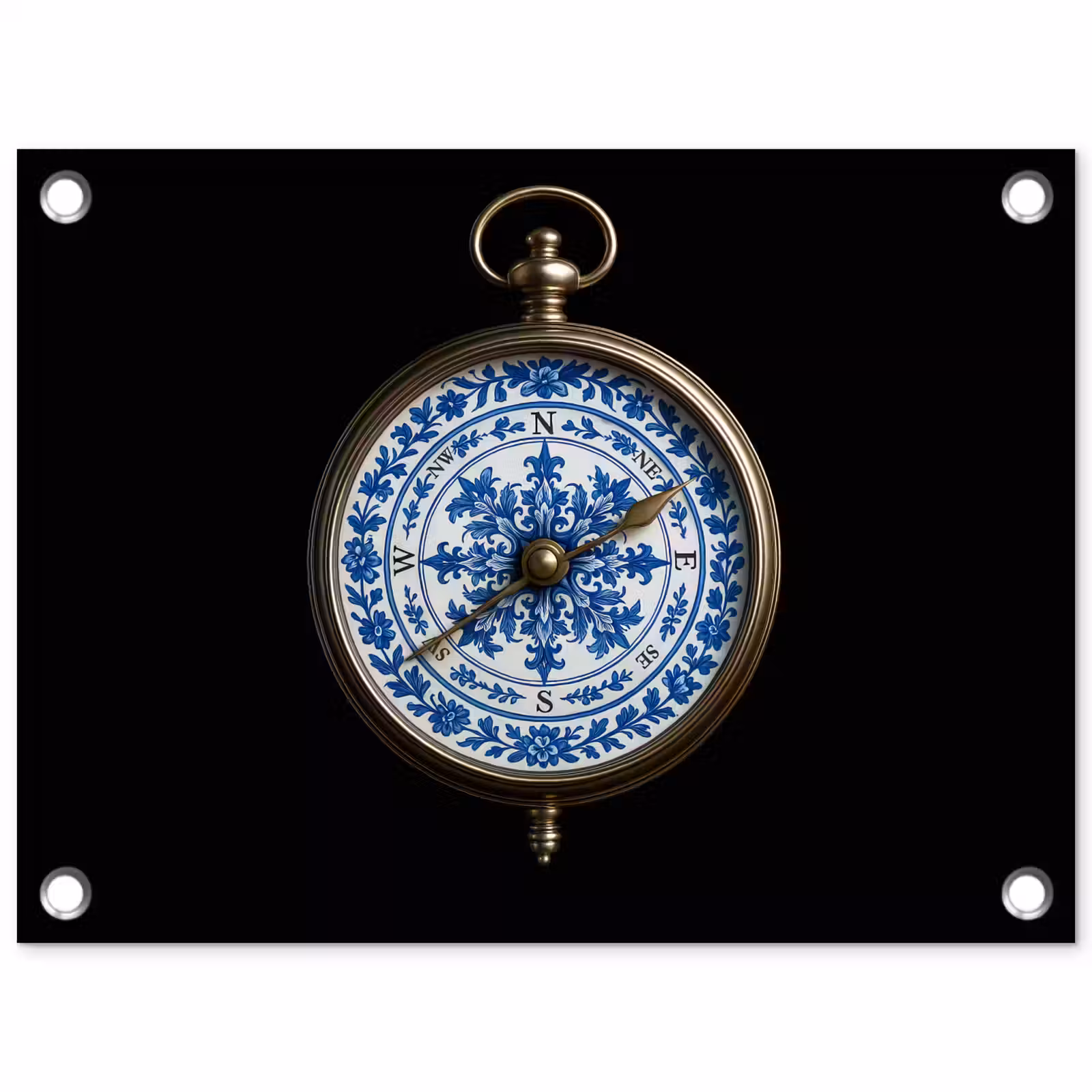 Tuinposter - Kompas - Delfts blauw - Zwart — 1
