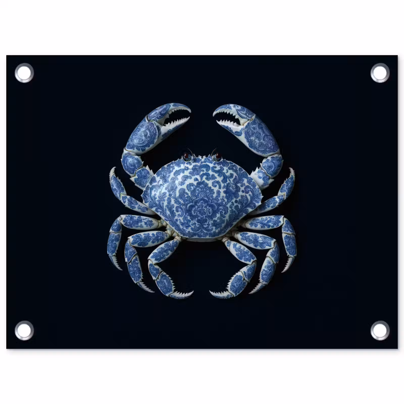 Tuinposter - Krab - Delfts blauw - Dieren — 1