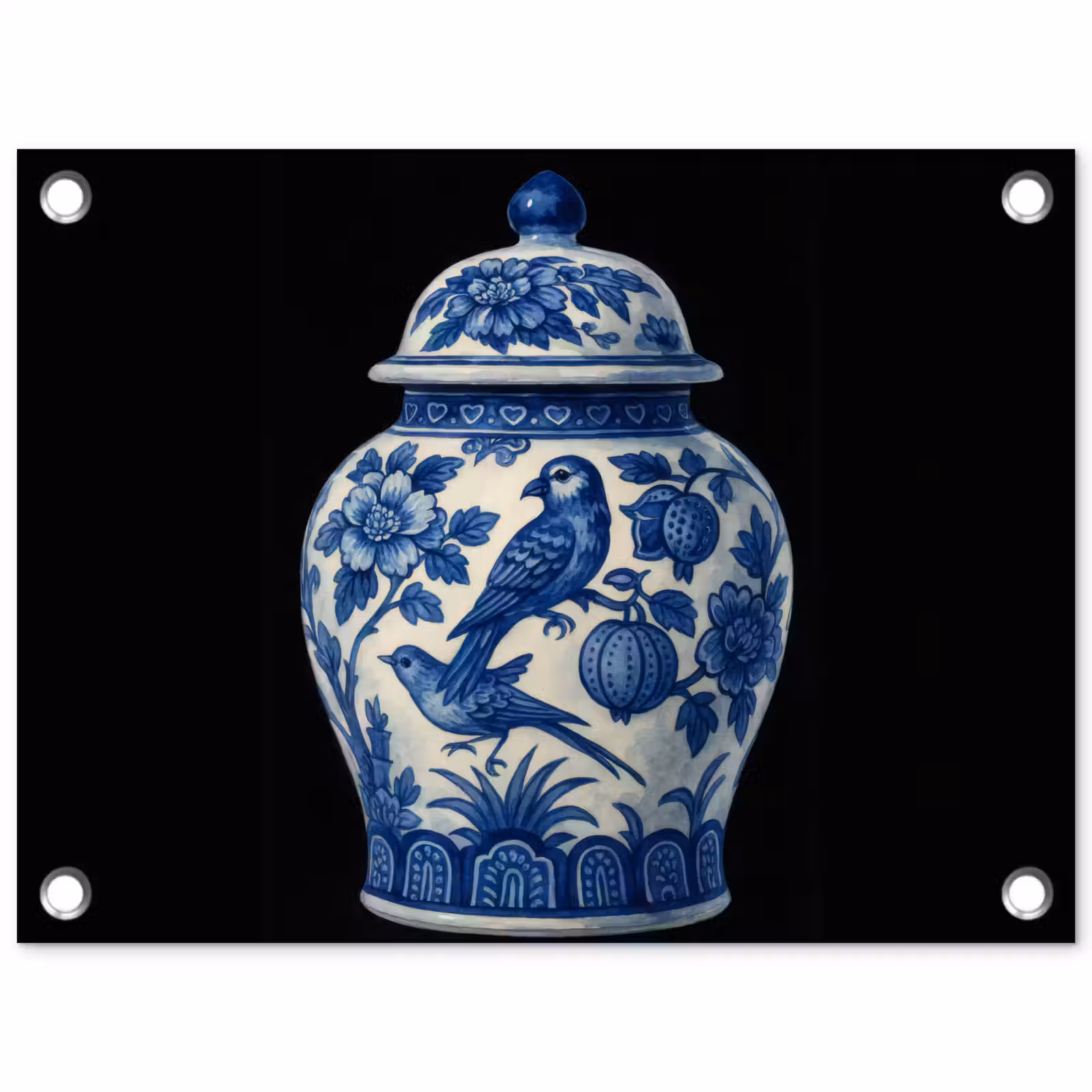 Tuinposter - Pot - Delfts Blauw - Bloemen — 1