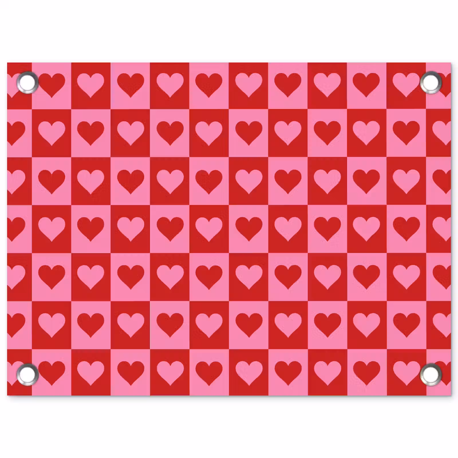 Tuinposter - Rood - Roze - Schaakbord - Valentijn — 1