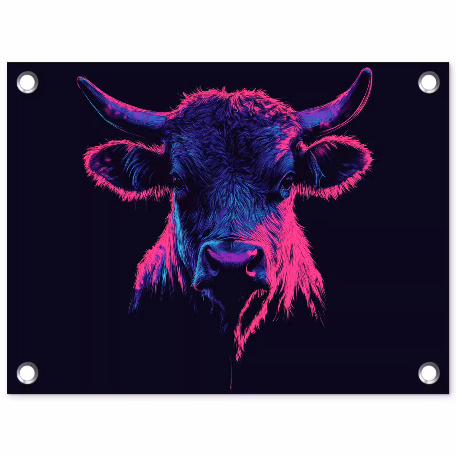 Tuinposter - Stier - Neon - Zwart - Kleur — 1