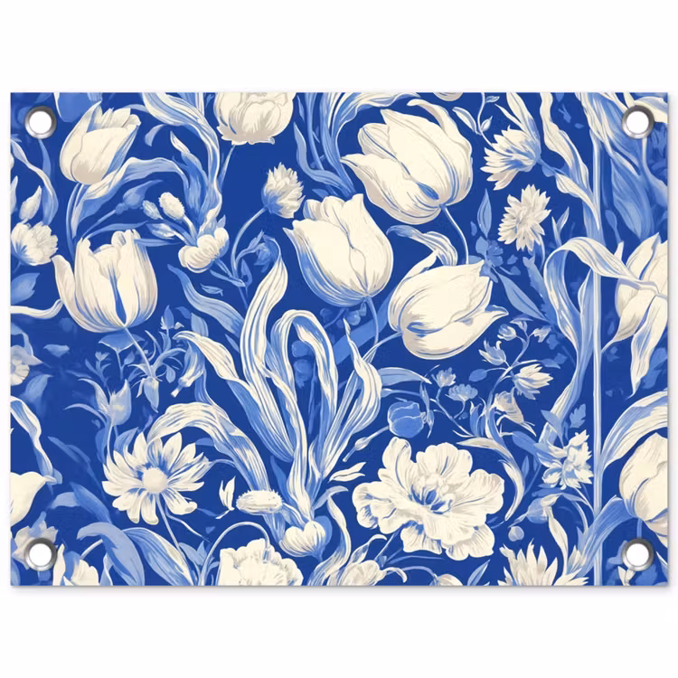 Tuinposter - Bloemen - Delfts Blauw - Patroon - Tulp — 1