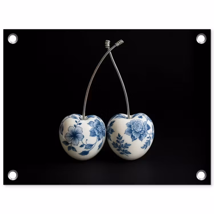 Tuinposter - Kersen - Delfts blauw - Fruit — 1