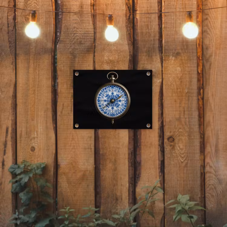 Tuinposter - Kompas - Delfts blauw - Zwart — 2