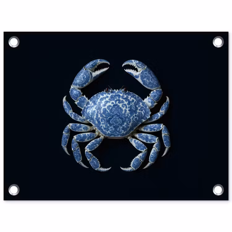 Tuinposter - Krab - Delfts blauw - Dieren — 1