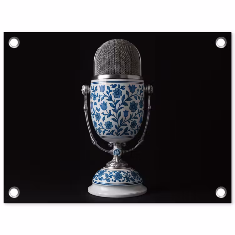 Tuinposter - Microfoon - Delfts blauw - Muziek — 1