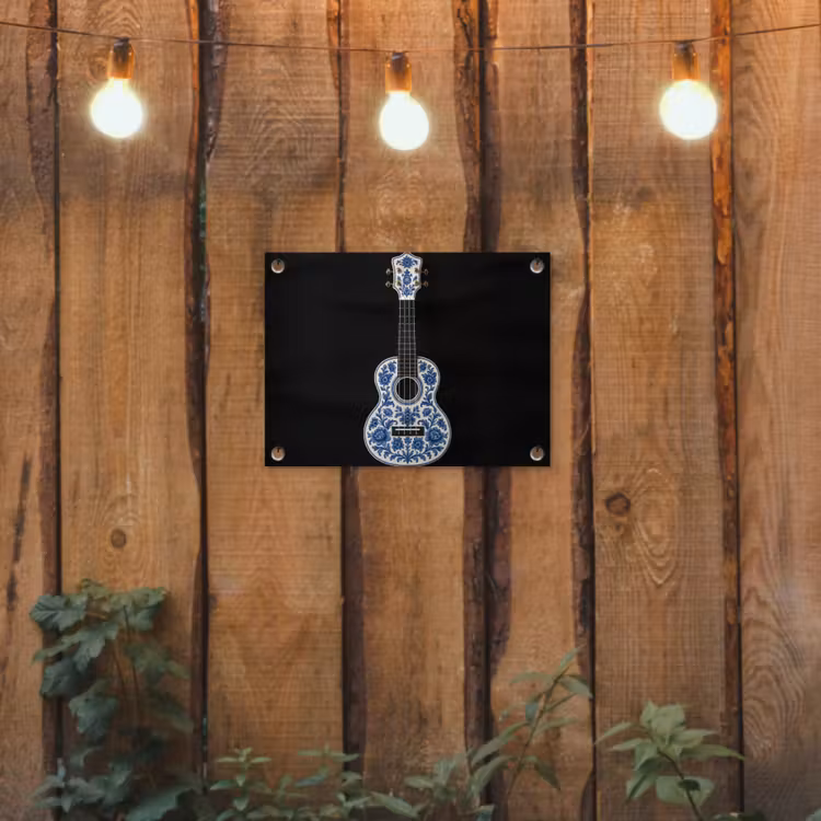 Tuinposter - Ukelele - Delfts - Blauw - Muziek — 2
