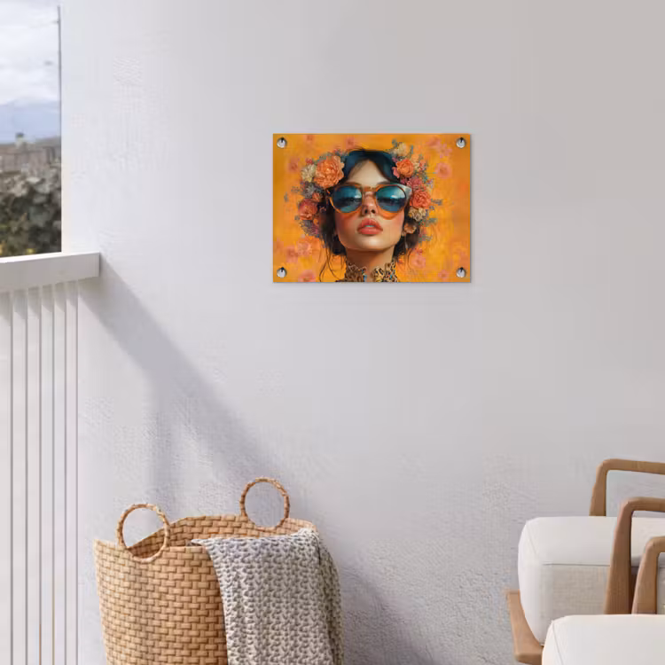 Tuinposter - Vrouw - Bloemen - Aesthetic - Oranje — 3