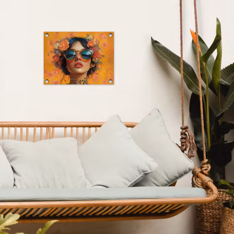 Tuinposter - Vrouw - Bloemen - Aesthetic - Oranje — 5